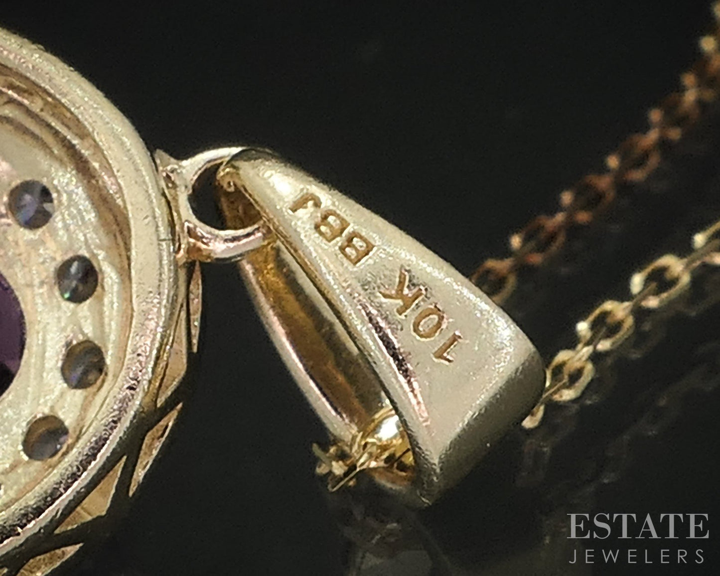 14k/10k Yellow Gold Natural Rhodolite Garnet & Diamond Necklace 3.6g 20"L i18889