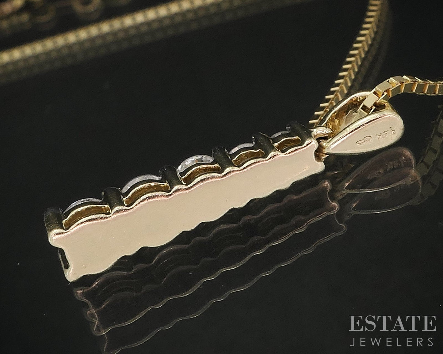 14k Yellow Gold Round Natural .65ctw Diamond Journey Necklace 5g 18"L i18885