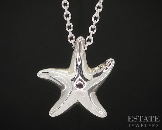 Sterling Silver Tiffany & Co. Elsa Peretti Starfish Necklace 2.7g 16"L i18935