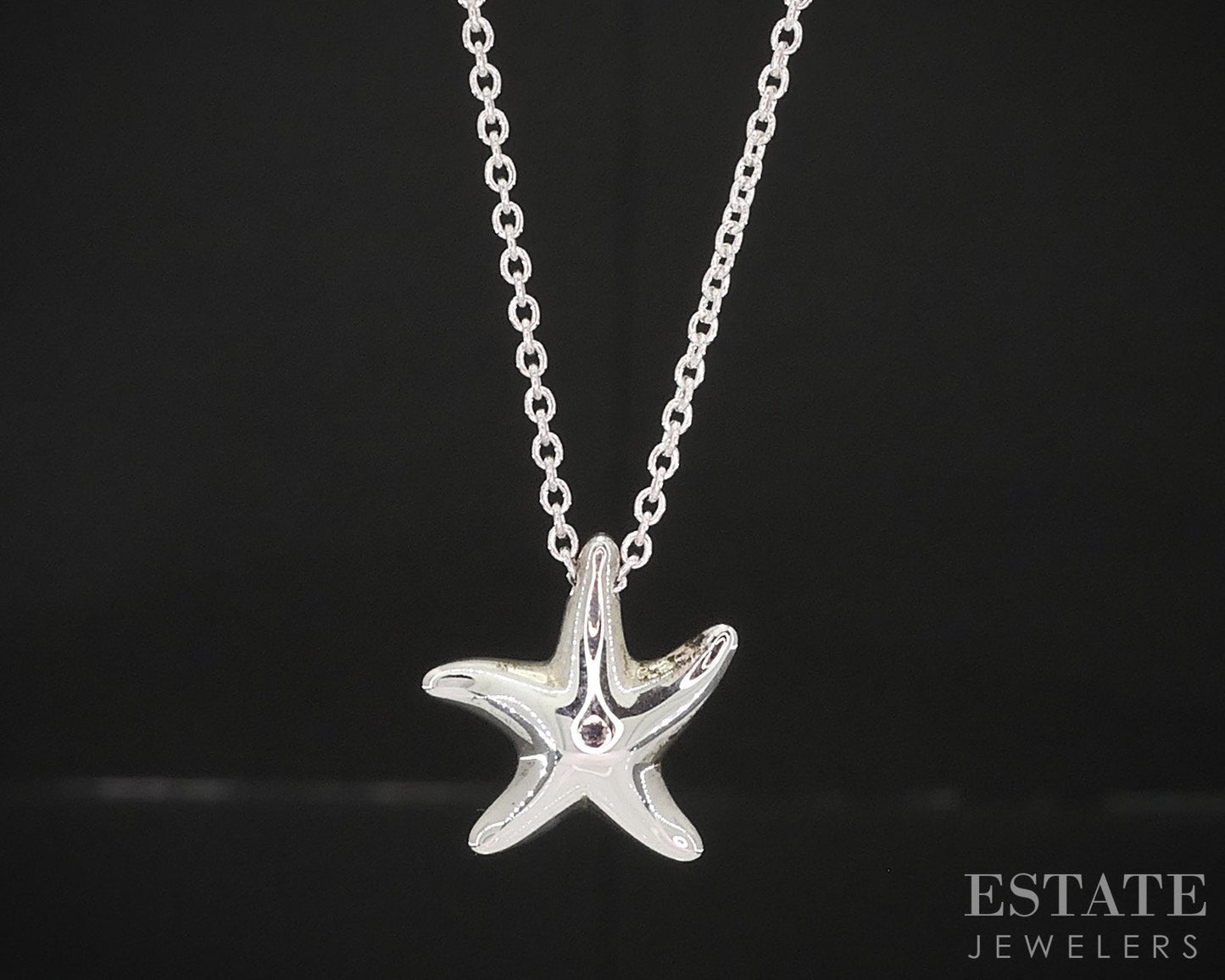 Sterling Silver Tiffany & Co. Elsa Peretti Starfish Necklace 2.7g 16"L i18935