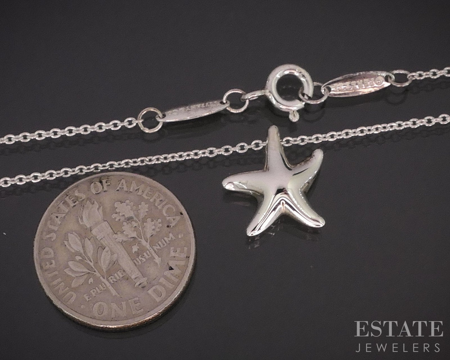 Sterling Silver Tiffany & Co. Elsa Peretti Starfish Necklace 2.7g 16"L i18935