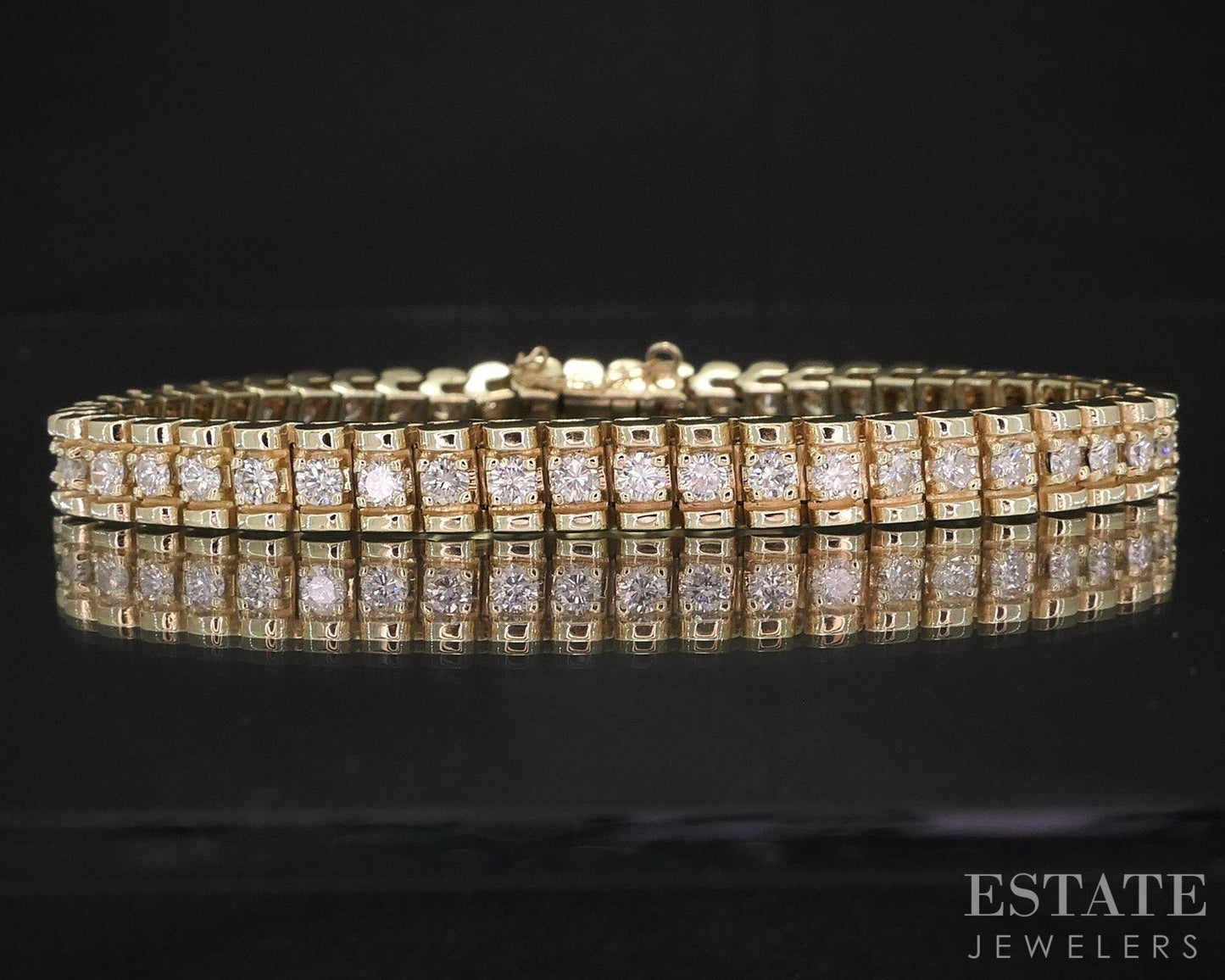 14k Yellow Gold Natural 3.00ctw Diamond Heavy Tennis Bracelet 22.7g 7"L i18940