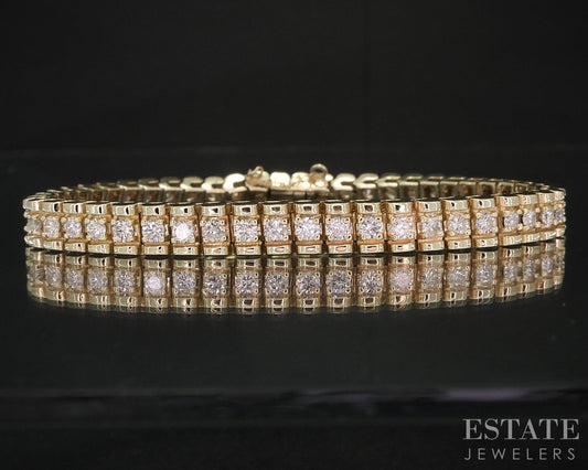 14k Yellow Gold Natural 3.00ctw Diamond Heavy Tennis Bracelet 22.7g 7"L i18940