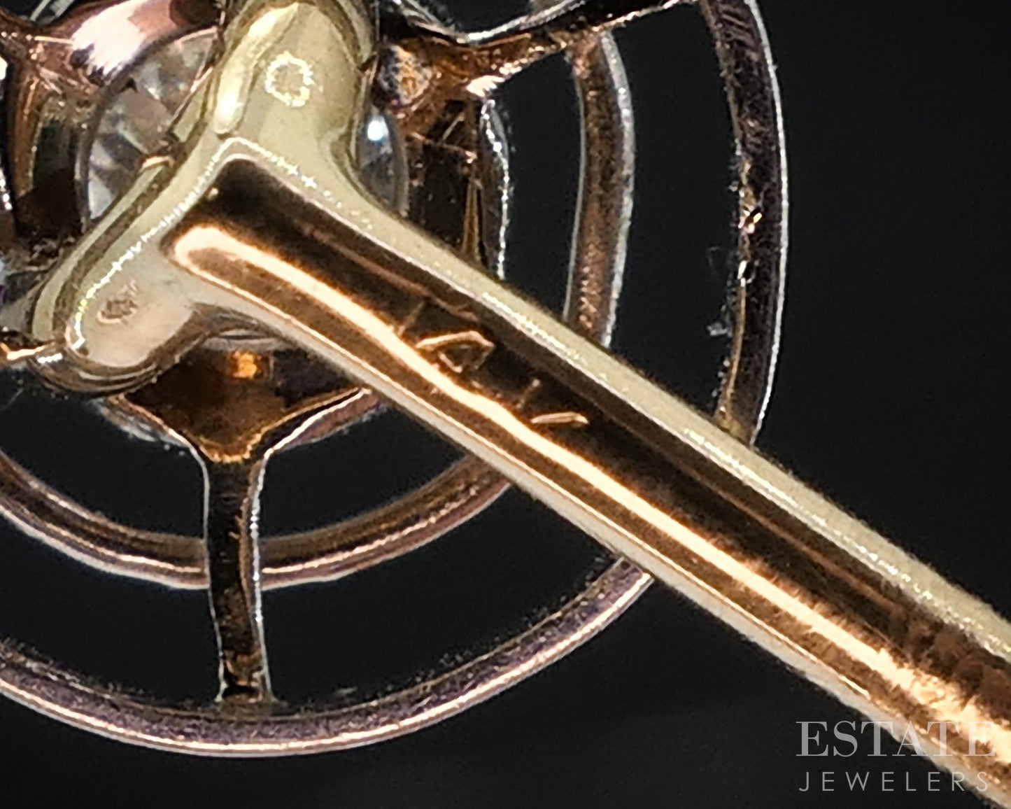 Antique Edwardian Platinum & 14k Natural .10ct Diamond Stick Pin 1.2g i18957