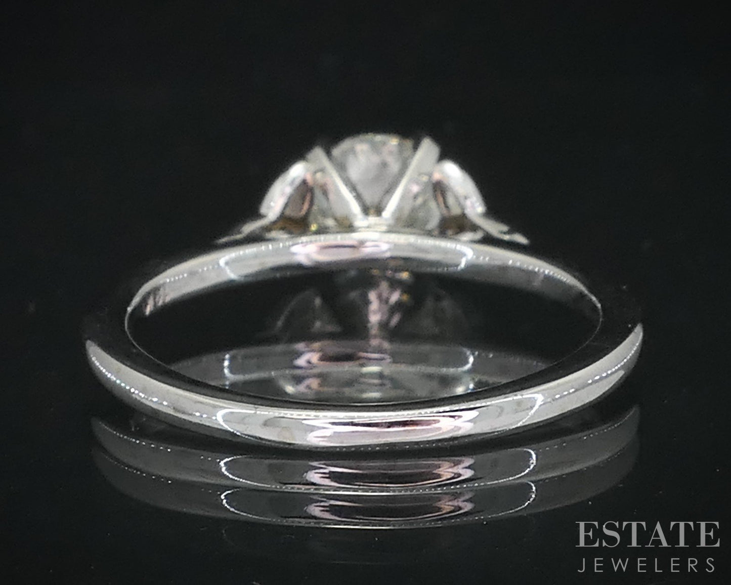 18k White Gold GIA Round Natural 1.01ct Diamond Celtic Solitaire Ring 3g i18955