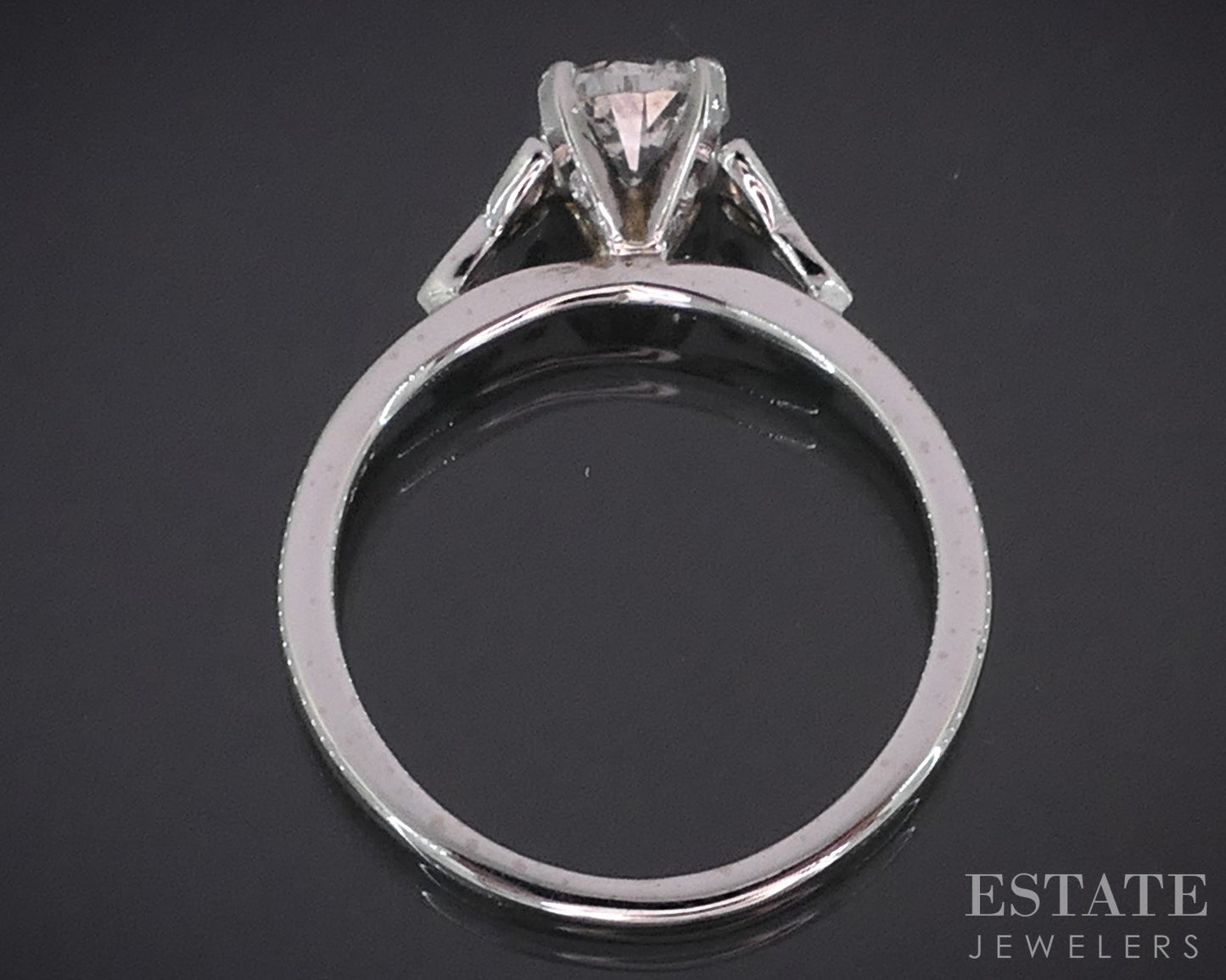 18k White Gold GIA Round Natural 1.01ct Diamond Celtic Solitaire Ring 3g i18955