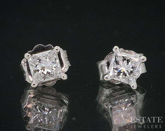 14k White Gold Princess Natural .22ctw Diamond Stud Earrings i18954