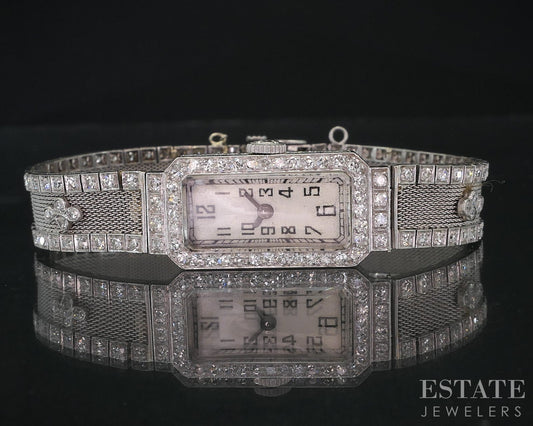Antique Art Deco Platinum Natural 2.00ctw Diamond Ladies Watch 32g i18964