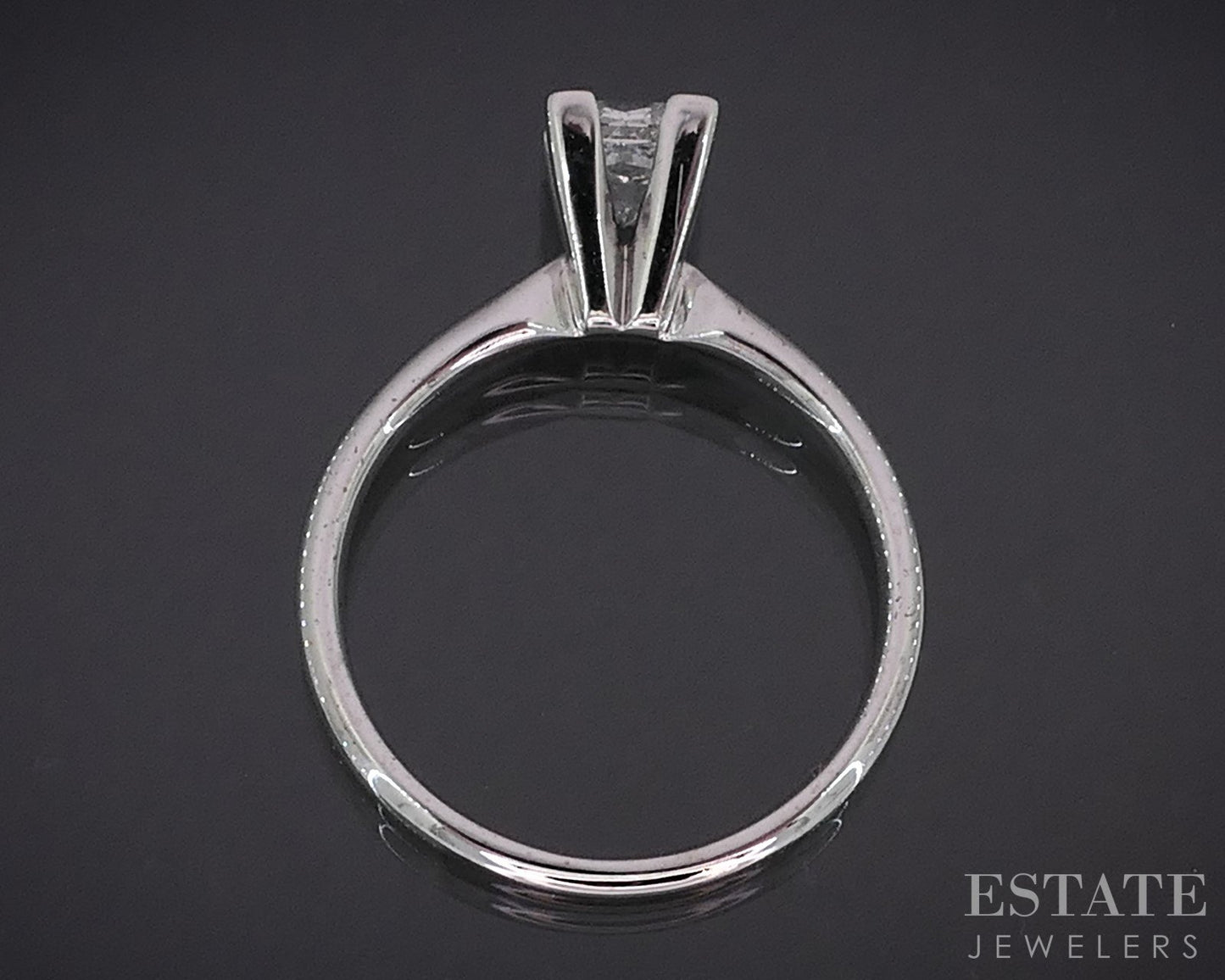 14k White Gold Princess Natural .97ct Diamond Solitaire Ring 3.1g i18952