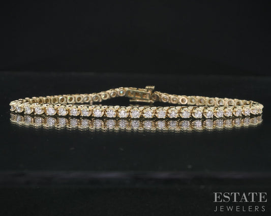 14k Yellow Gold Round Natural 1.50ctw Diamond Tennis Bracelet 10.6g 7"L i18950