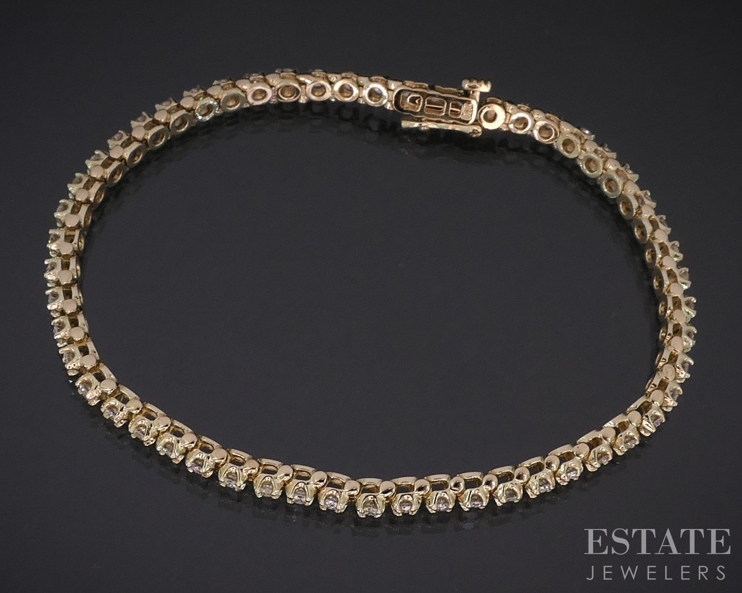 14k Yellow Gold Round Natural 1.50ctw Diamond Tennis Bracelet 10.6g 7"L i18950