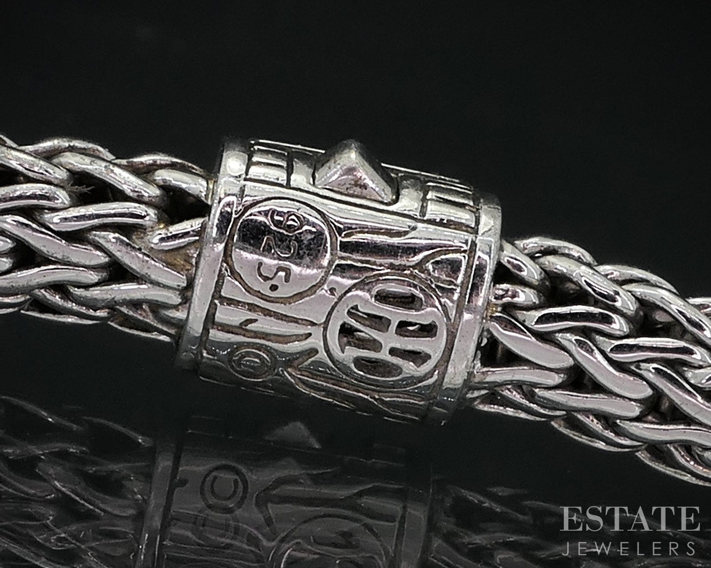 Sterling John Hardy Black Sapphire Wheat Icon Chain Bracelet 25.4g i18970