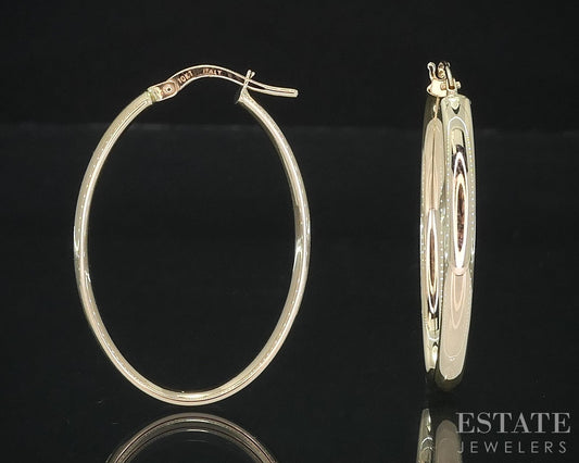 10k Yellow Gold Smooth Oval Hoop Ladies Earrings 1.5g i18752