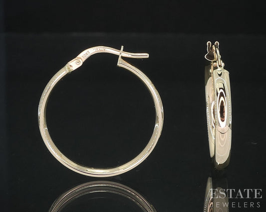 10k Yellow Gold Smooth Hoop Ladies Earrings 1.3g i18761