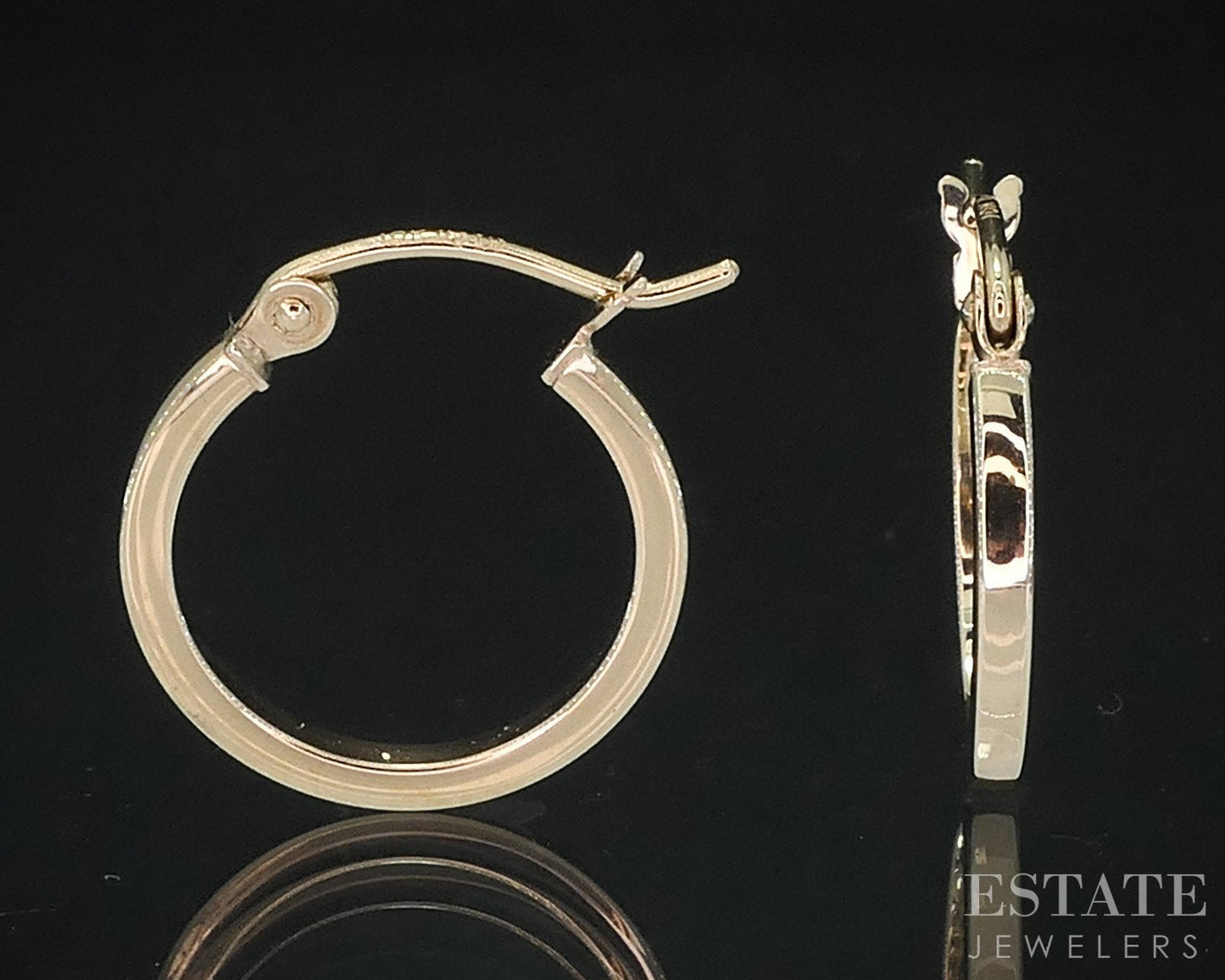 10k Yellow Gold Smooth Squared Hoop Ladies Earrings 0.7g i18750