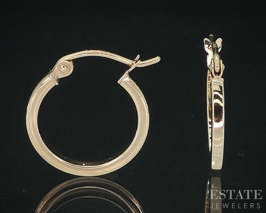 10k Yellow Gold Smooth Squared Hoop Ladies Earrings 0.7g i18750