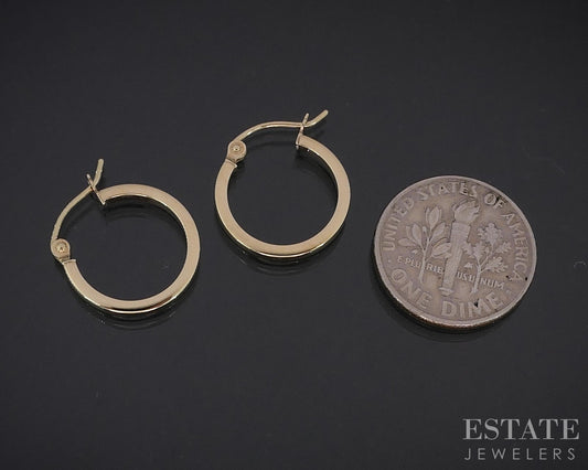 10k Yellow Gold Smooth Squared Hoop Ladies Earrings 0.7g i18750