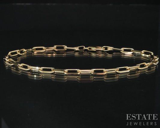 14k Yellow Gold 3.5mm Paperclip Chain Link Ladies Bracelet 4.9g 8"L i18778