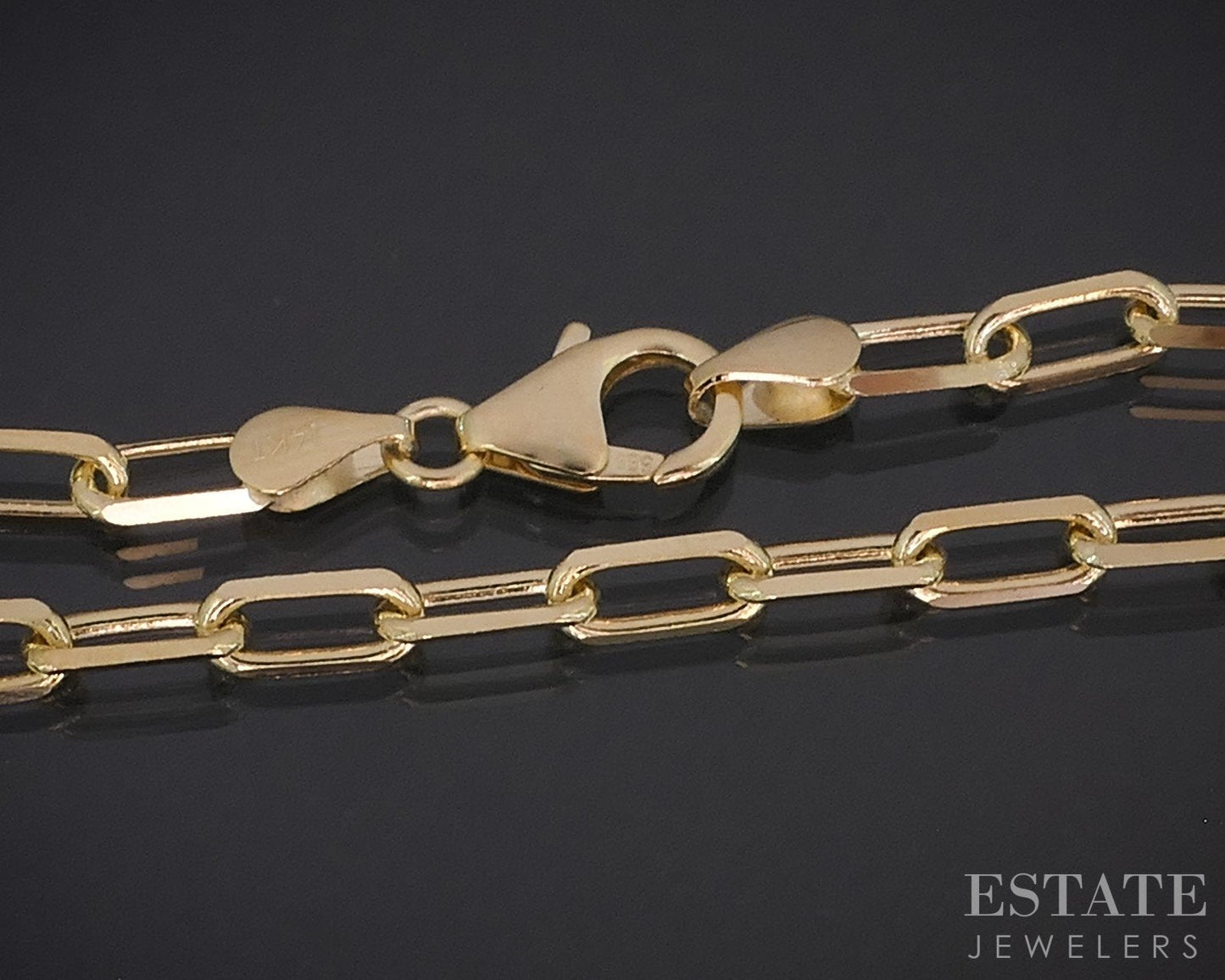 14k Yellow Gold 3.5mm Paperclip Chain Link Ladies Bracelet 4.9g 8"L i18778
