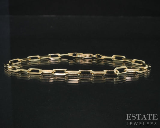 14k Yellow Gold 3.5mm Paperclip Chain Link Ladies Bracelet 4.4g 7"L i18757