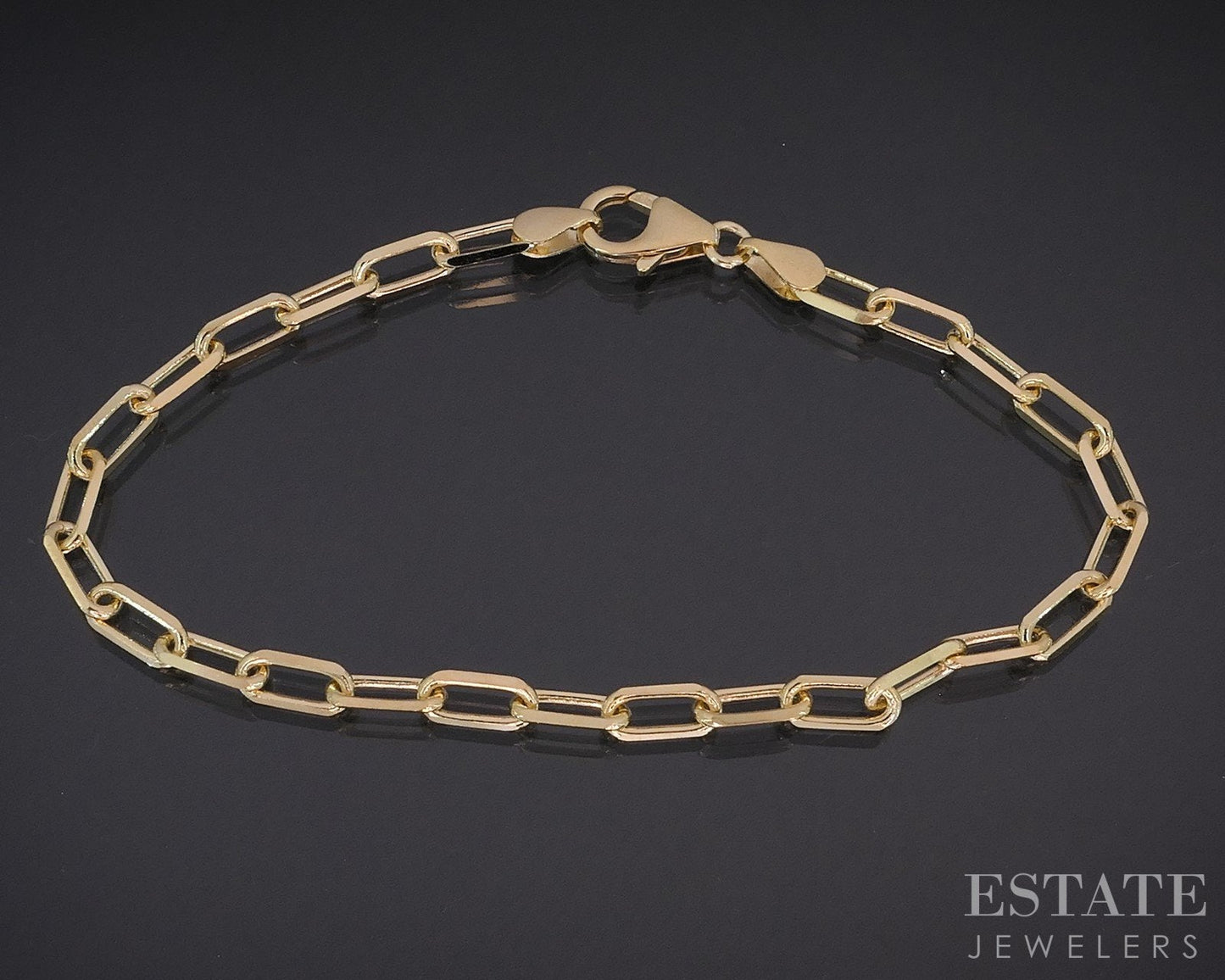14k Yellow Gold 3.5mm Paperclip Chain Link Ladies Bracelet 4.4g 7"L i18757