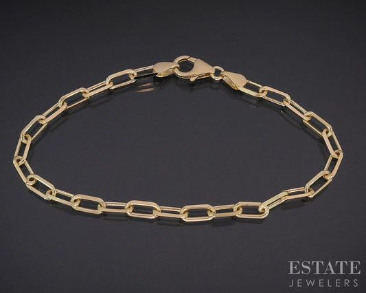 14k Yellow Gold 3.5mm Paperclip Chain Link Ladies Bracelet 4.4g 7"L i18757
