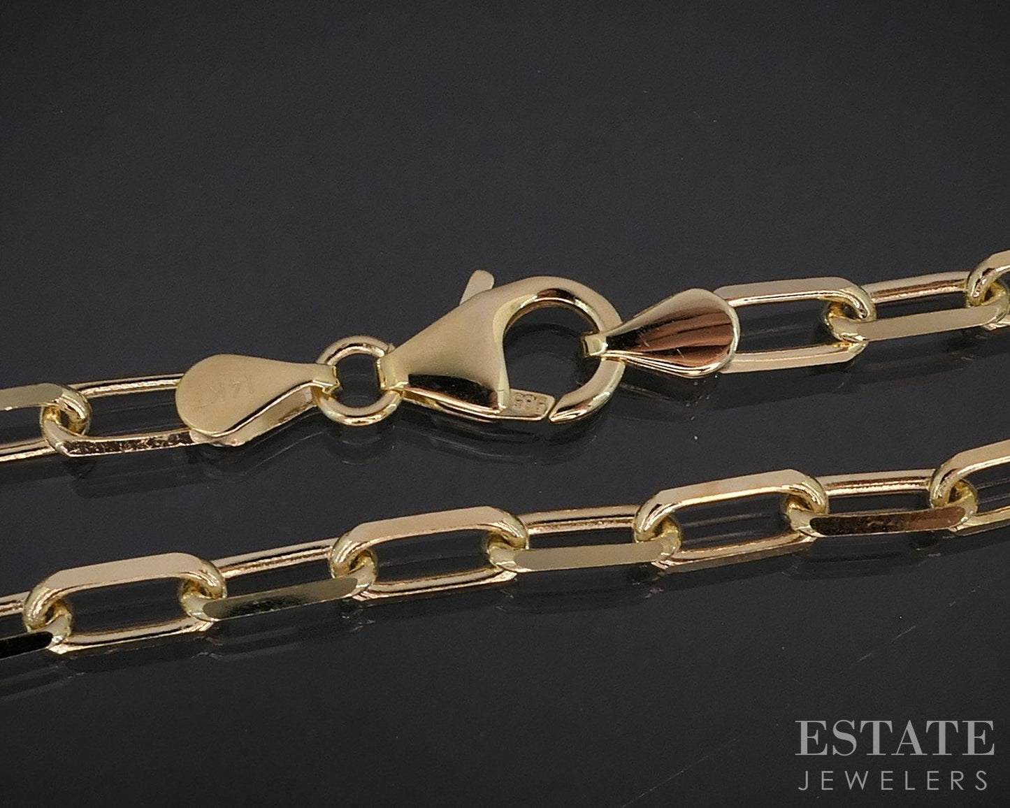 14k Yellow Gold 3.5mm Paperclip Chain Link Ladies Bracelet 4.4g 7"L i18757