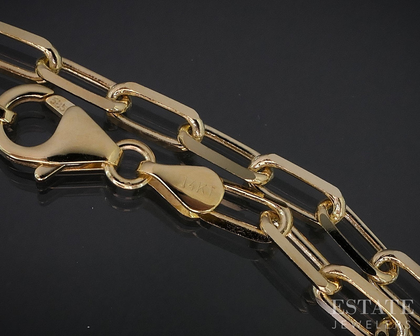 14k Yellow Gold 3.5mm Paperclip Chain Link Ladies Bracelet 4.4g 7"L i18757