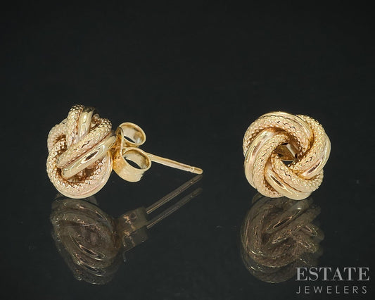 10k Yellow Gold 8.6mm Love Knot Stud Ladies Earrings 0.7g i18784