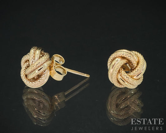 10k Yellow Gold 8.6mm Love Knot Stud Ladies Earrings 0.7g i18784