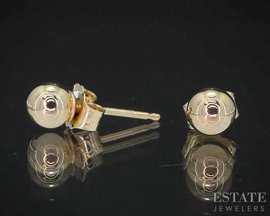 14k Yellow Gold 4mm Smooth Ball Stud Ladies Earrings 0.2g i18764