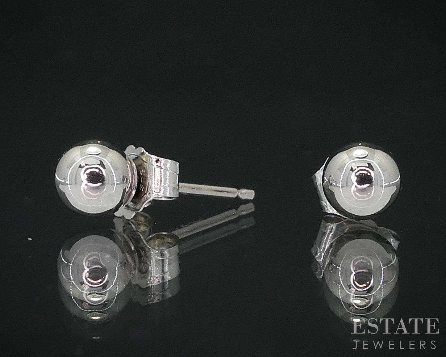 14k White Gold 4mm Smooth Ball Stud Ladies Earrings 0.2g i18765