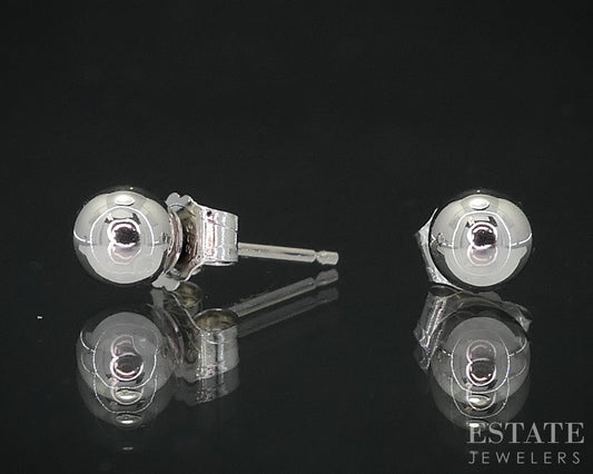 14k White Gold 4mm Smooth Ball Stud Ladies Earrings 0.2g i18765