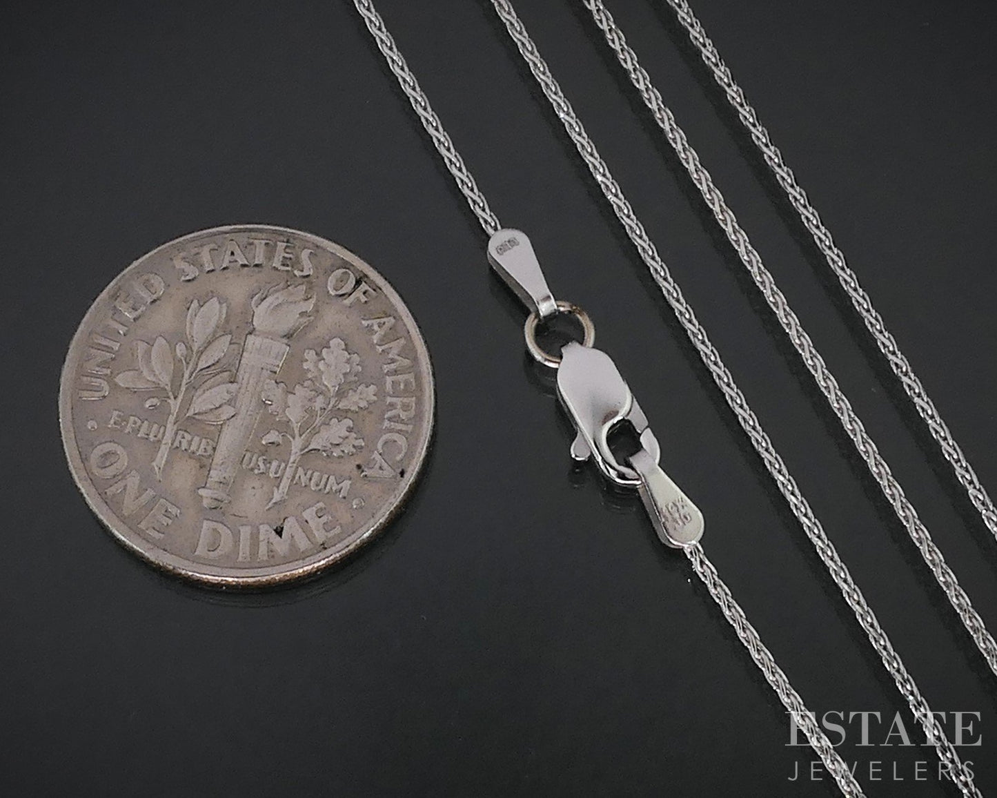 14k White Gold 0.8mm Wheat Chain Link Ladies Necklace 1.6g 16"L p79200