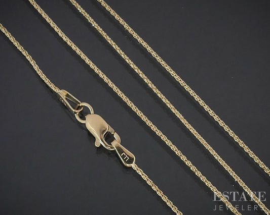 14k Yellow Gold 0.8mm Wheat Chain Link Ladies Necklace 2.1g 20"L p79061