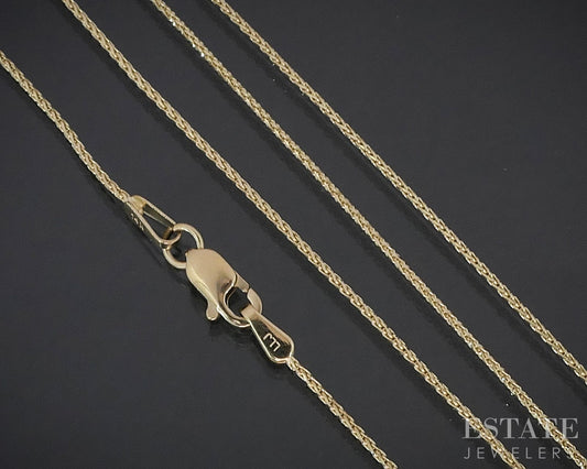 14k Yellow Gold 0.8mm Wheat Chain Link Ladies Necklace 2.1g 20"L i18863
