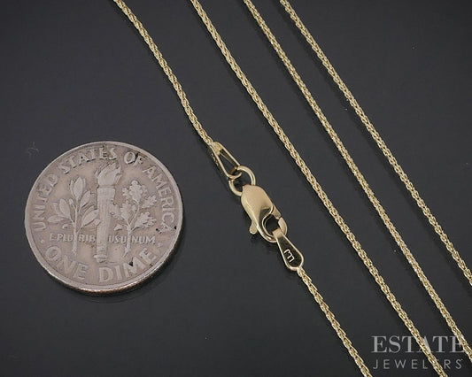 14k Yellow Gold 0.8mm Wheat Chain Link Ladies Necklace 2.1g 20"L i18863