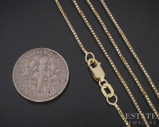 14k Yellow Gold 1mm Octagon Box Chain Link Ladies Necklace 3.2g 20"L i18794