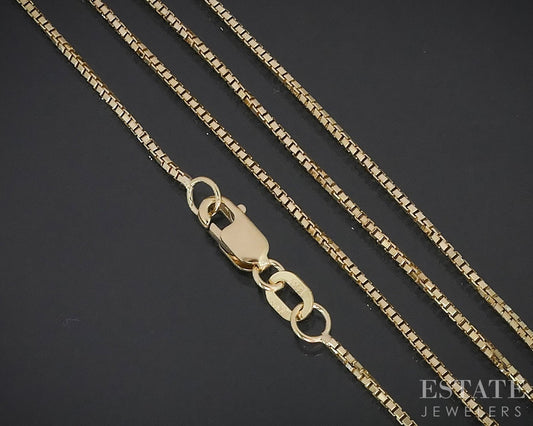 14k Yellow Gold 1mm Octagon Box Chain Link Ladies Necklace 2.9g 18"L i18754