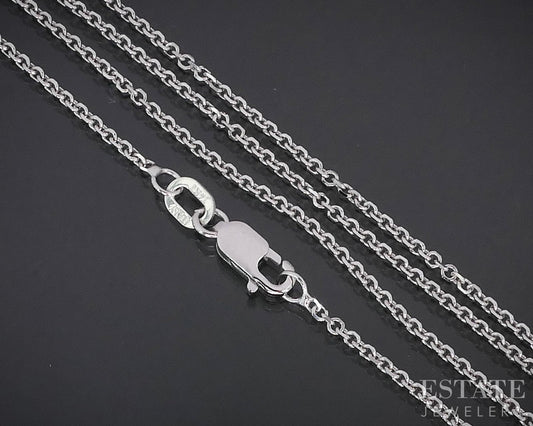 14k White Gold 1.2mm Cable Chain Link Ladies Necklace 2.7g 20"L i18947