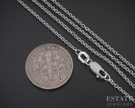 14k White Gold 1.2mm Cable Chain Link Ladies Necklace 2.7g 20"L i18947