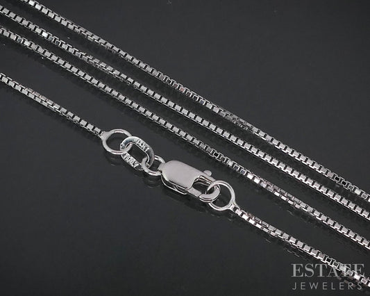 14k White Gold 1mm Octagon Box Chain Link Ladies Necklace 3.1g 20"L i18868