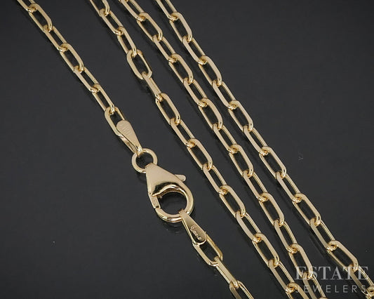 14k Yellow Gold 2.2mm Paperclip Chain Link Ladies Necklace 4.1g 18"L p78611