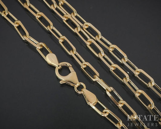 14k Yellow Gold 3.5mm Paperclip Chain Link Ladies Necklace 10.4g 18"L i18756