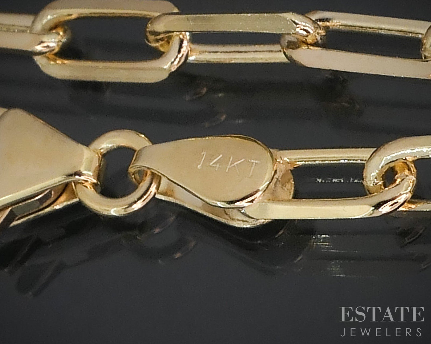 14k Yellow Gold 3.5mm Paperclip Chain Link Ladies Necklace 9.1g 15.5"L i18756