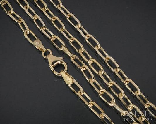 14k Yellow Gold 3mm Paperclip Chain Link Ladies Necklace 7.7g 20"L i18781