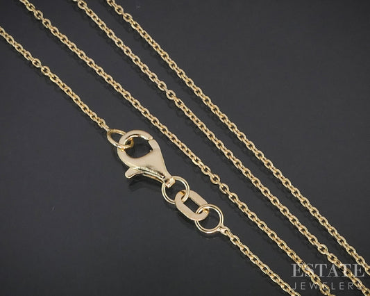 14k Yellow Gold 1mm Cable Chain Link Ladies Necklace 1.9g 18"L i18787