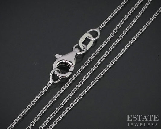 14k White Gold 1mm Cable Chain Link Ladies Necklace 1.9g 18"L i18946