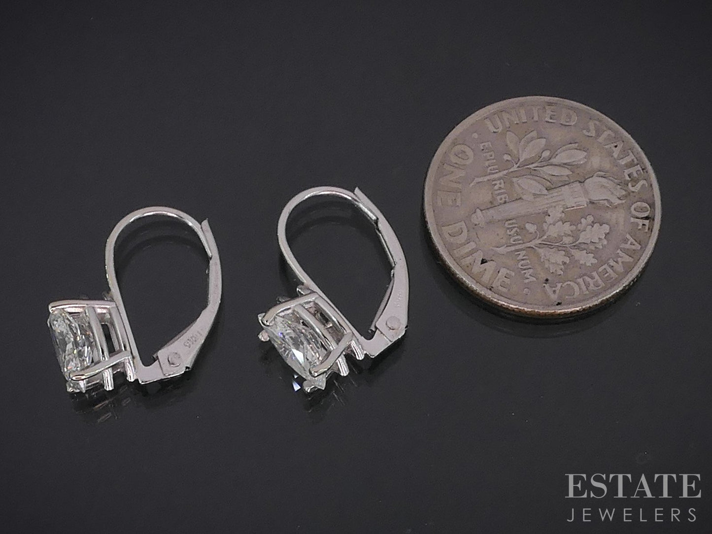14k White Gold Marquise Natural 1.07ctw Diamond Leverback Earrings 1.3g i18986