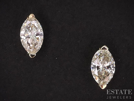 14k Yellow Gold Marquise Natural .58ctw Diamond Stud Earrings i18982